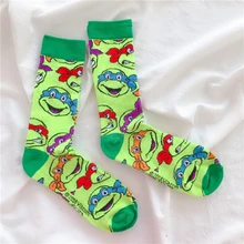Харадзюку мультфильм носки для женщин зеленый Забавный crew носки 10 пар оптом
