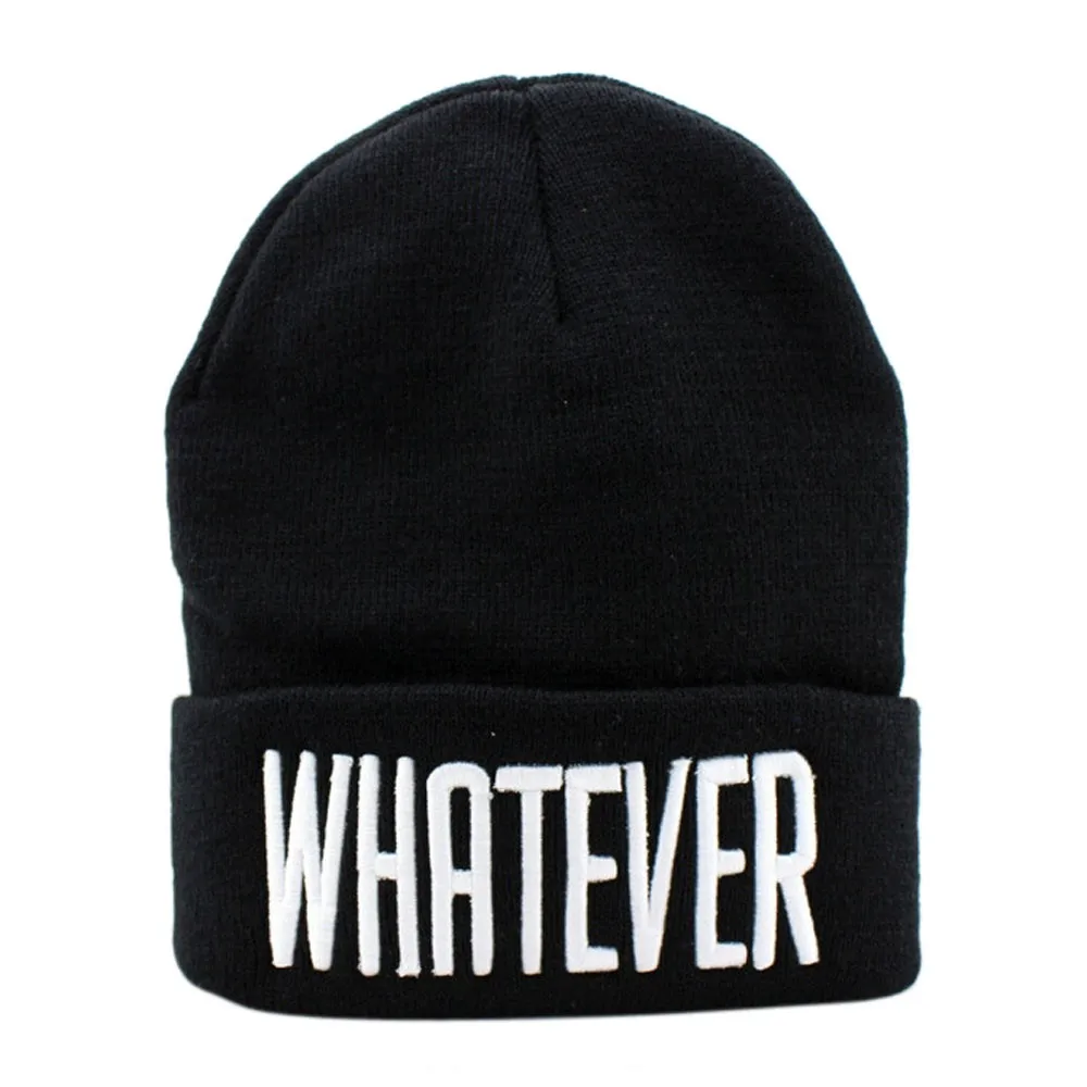 

FEITONG Winter Black Whatever Beanie Hat And Snapback Men And Women Cap skiing knitted scarf Unisex winter hats balaclava *25