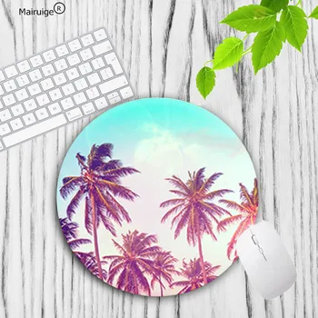 

Mairuige 20*20 22*22cm Lock Edge Round mouse pad gamer play mats Gaming keyboard circular Mousepads For palm Tree landscape