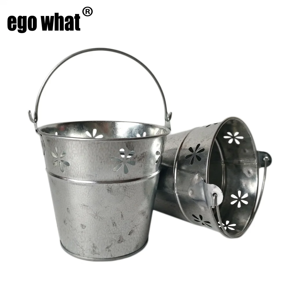 6Pcs/Lot D11*H10CM Iron Round galvanized Flower bucket bonsai pot metal