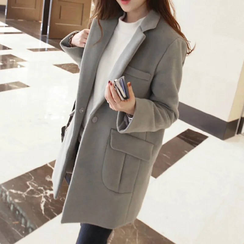 

Women's long section autumn and winter models 2018 new woolen coat women's retro loose fashion straight woolen coat JQ03