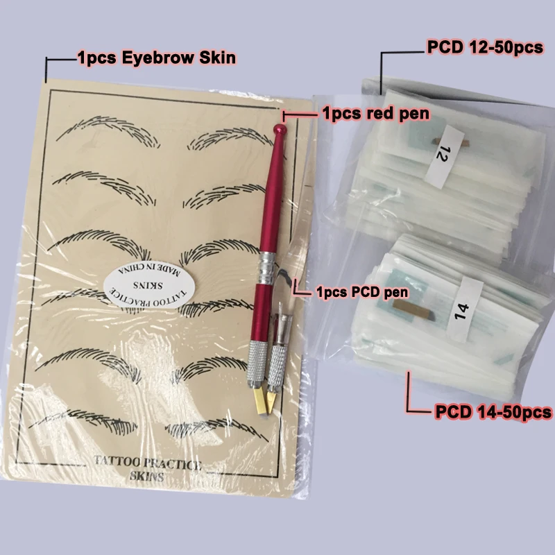 

NEW Arrival 12pin PCD 14 pin Needles Permanent Eyebrow Makeup Curved Blade Manual Eyebrow Tattoo Needles kits Free Shipping