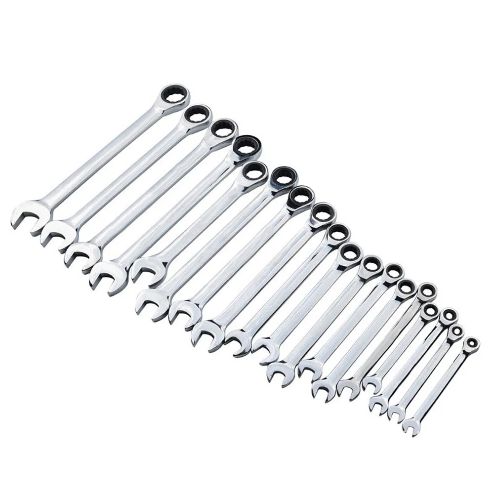 Juego de Herramientas Llave inglesa combinación de trinquete Llave de mano Kit reparación casa jardín Llave de trinquete Llave inglesa
