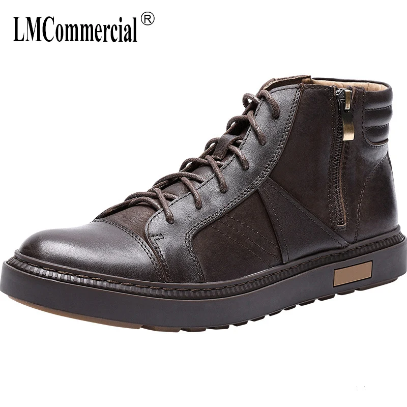 

Genuine Leather short boots men British retro Martin boots all-match cowhide autumn winter mens chelsea boots military boots
