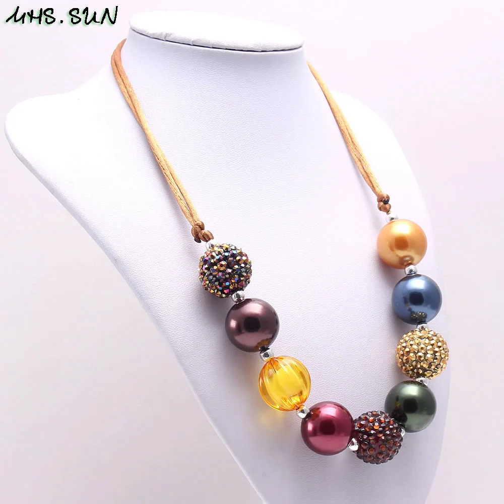 MHS. SUN модное дизайнерское детское массивное ожерелье с бусинами для девочек, детское массивное ожерелье с бусинами, регулируемое ювелирное изделие ручной работы, 1 шт