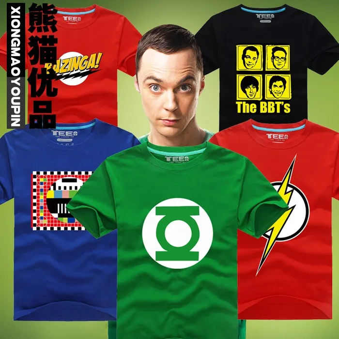 New Men's High quality Tops Geek Sheldon The big bang theory Shirts Plus size 21 colors free shipping | Мужская одежда