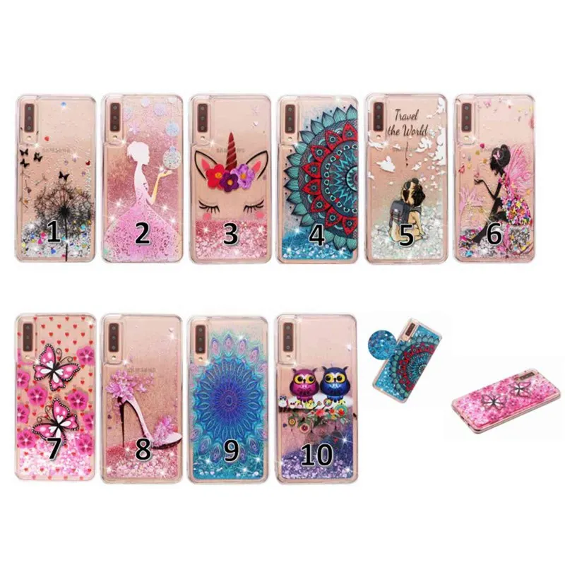 Phone Case For Samsung Galaxy A3 A5 A8 A6 Plus A7 A9 Protective Shell Glitter Quicksand Transparent A750 Back Cover Soft TPU |
