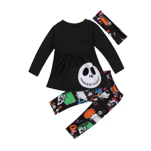 

Halloween 3PCS Toddler Kids Baby Girls Autumn Outfits Clothes T-shirt Tops+ Leggings Pants