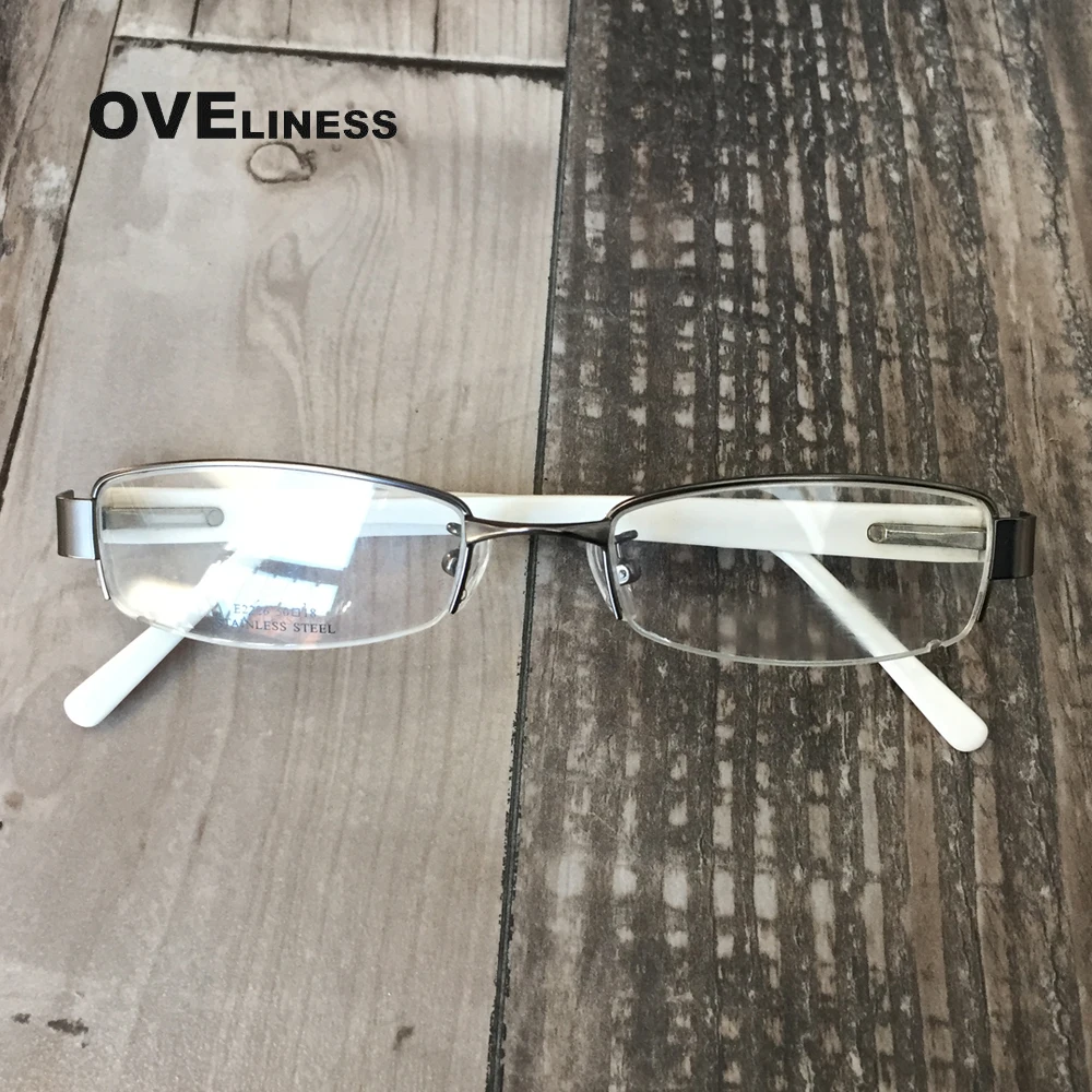

optical eyewear glasses frame Stainless steel spectacles frame half rim Prescription eyeglasses gun color myopia glasses