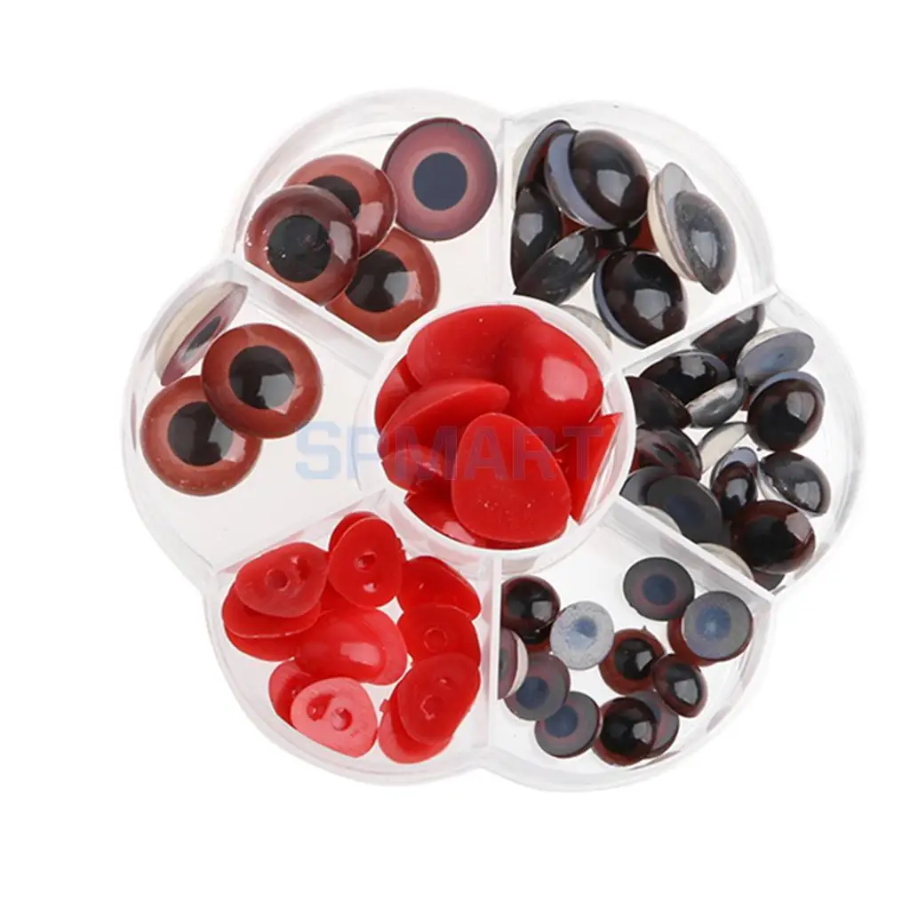 90Pcs Safety Doll Nose Craft Eyes for Animal Doll Puppet Bear Plush Animal Felting Toy Arts Making in Assorted Size - Coffee