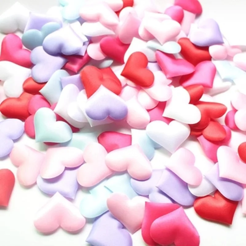 100Pcs/Pack 3CM Heart Shaped Fabric Wedding Party Confetti Table