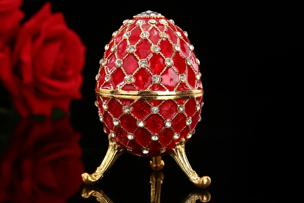 QIFU Новое поступление красный qifu faberge яйцо Полезная шкатулка для ювелирных изделий изделия из металла для домашнего декора