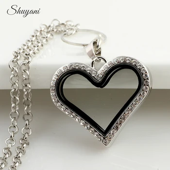 

Free Chain Mix Color 10Pcs/lot Crytsal Heart Floating Memory Magnet Locket Pendant DIY Jewelry