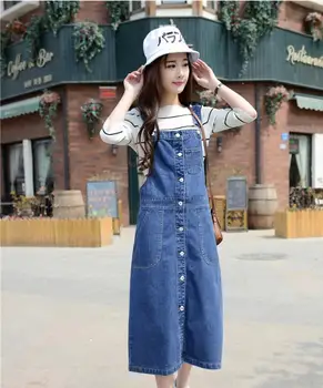 

S/9Xl Women Large Size Dress Summer Sling Strap Fashion Denim Dress Buttons Elegant Female Jeans Suspender Dress Vestidos J2786