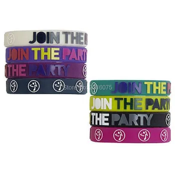 

300pcs embossed logo join the party Fitness CrossFit zumb wristband silicone bracelets free shipping by DHL express