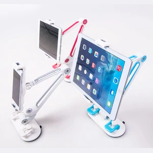 Image 5 - ユニバーサルタブレット車ホルダーアルミ合金アーム人間工学 360 度回転可能な二重吸盤怠惰な人 ipad の iphone