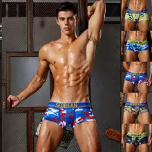 Мужское модное Брендовое сексуальное камуфляжное хлопковое мягкое дышащее нижнее белье, высокие эластичные боксеры, новинка J10