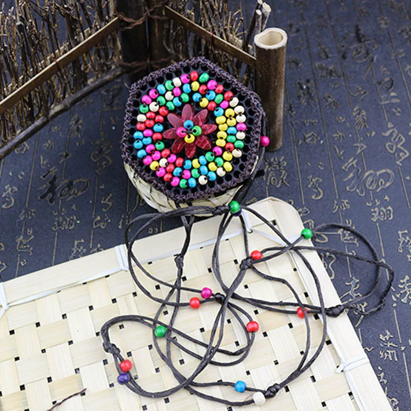 Women Coin Purse Coconut Shell Vintage Wallet Mini Hollow Zipper Money Holders Beading INS Popular Female Straw Bags CB0055 (10)