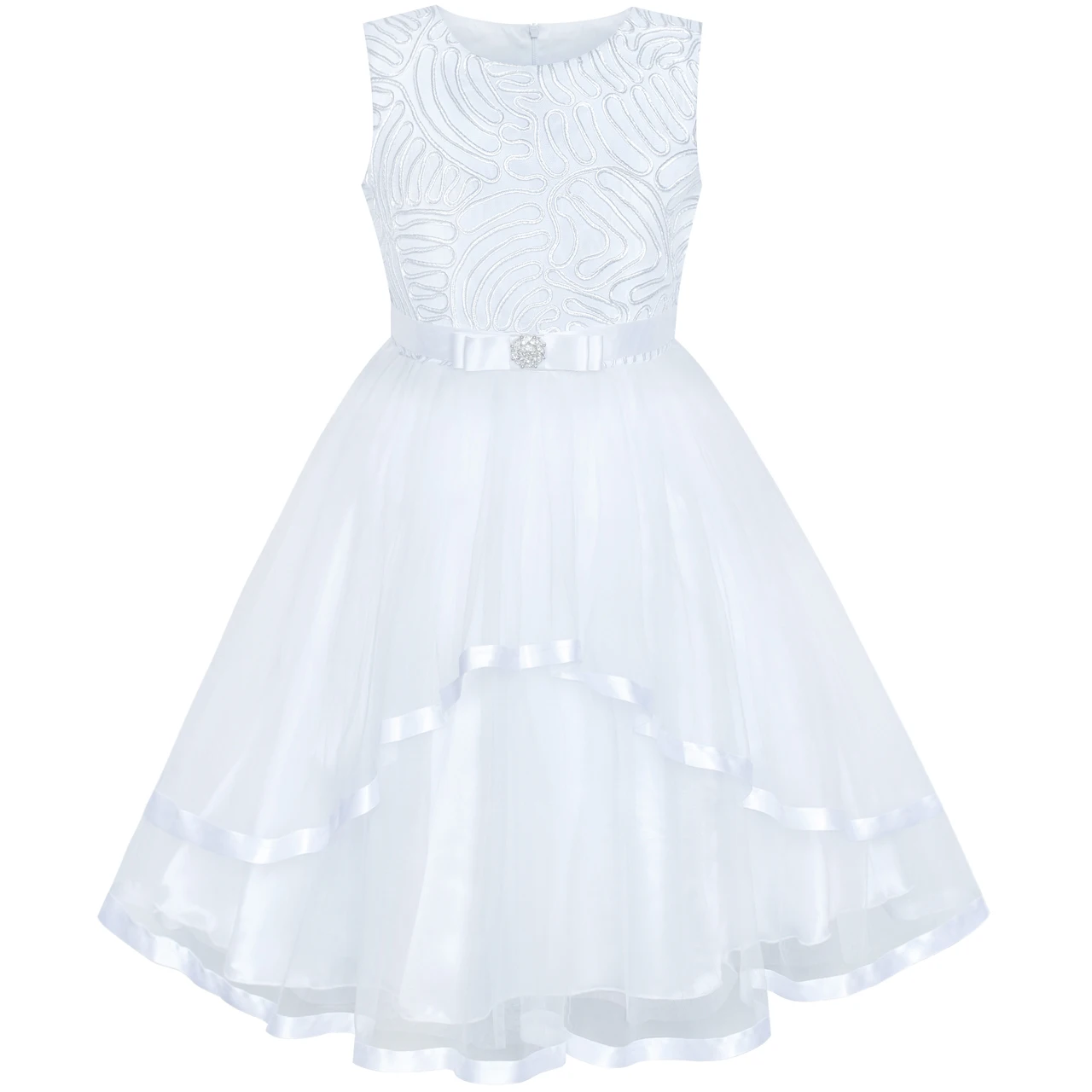 

Flower Girl Dress White Wedding Party Dress Bridesmaid Summer Princess Dresses for Girls Clothes 4-12 Pageant Sundress