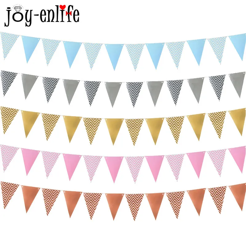 

12pcs Colorful Paper Flags Banner Kids Happy Birthday Bunting Banners Pennant Baby Shower Boy Girl Wedding Party Decor Garlands