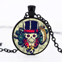 New 2017 Steampunk Skull Gear Pendant Necklace Jewelry Fashion Accessories for Women Men Cabochon Choker Neckless Women Gift