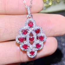 Натуральная подвеска с рубином 925 Стерлинговое Серебро происхождения настоящий рубин ювелирные изделия 0.15ct* 9 шт драгоценный камень# S193402