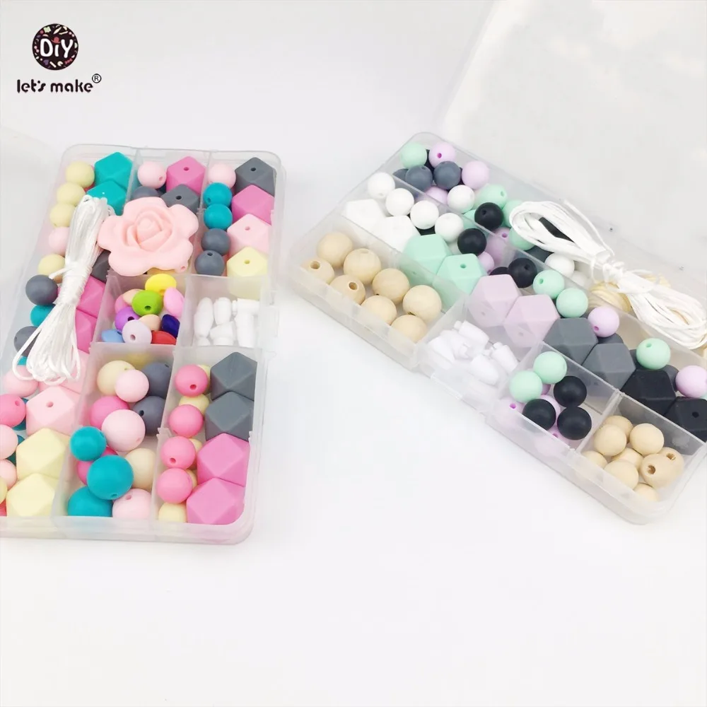 

Let's Make Silicone Flower Sets DIY Teething Necklace Beads Bracelet Made Accessories Baby Teether Food Grade Silicone Beads