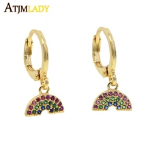 Brincos Прямая Радуга в форме арбуза ювелирные изделия пляж Шарм Горячая Мода Красочный инкрустированный цирконами металлический Комплект бусы и серьги