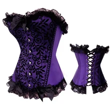 Sexy Corset Purple Bustiers Cincher Boned Waist Burlesques Lingerie S to 2XL
