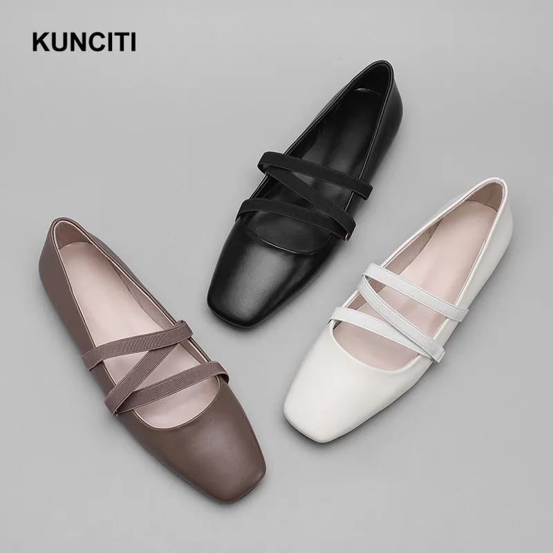 

2019 Women Loafers Genuine Leather Square Toe Ladies Flat Shoes Newest Office Flat Shoes Mary Jane Ladies Moccasins Shoes F996