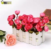 Свадебное декоративное Моделирование Корея Камелия сасанкуа искусственный цветок набор домашний декор с квадратным пикетом ваза в виде забора