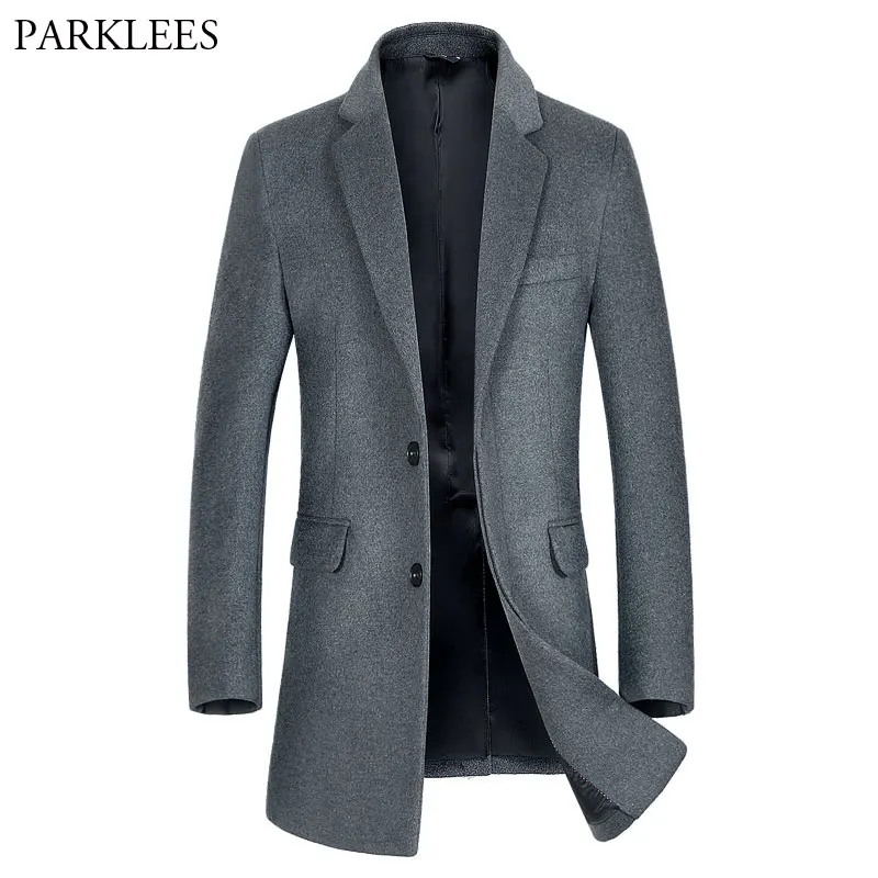 Luxury Wool Trench Coat Men 2018 Winter New Men's Long Wool Pea Coat