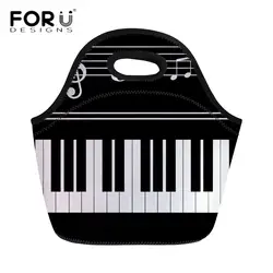 Forudesigns 3D ноты с пианино неопрена обед сумки для Для женщин Водонепроницаемый утепленная Еда Box Дети закуски сумка