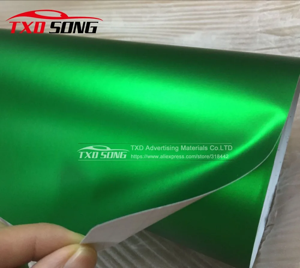 Compre Verde metálico cromo adesivo de vinil com bolhas