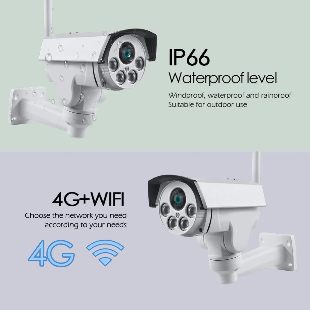 Камера видеонаблюдения HD PTZ 1080P Wi Fi беспроводная 3G 4G SIM карта 2 МП IP