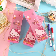 

JOUDOO Kawaii Hello Kitty Pink Pen Storage Case Plastic Waterproof Large Capacity Pencil Bag Pouch Stationery School Supplies