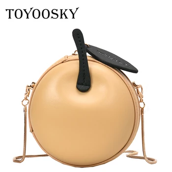 

TOYOOSKY Women Round Fruit Shaped Crossbody Bags Cute Design PU Leather Circle Box Handbags For Lady Shoulder Messenegr Bag