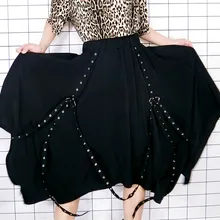 Юбки Женские в стиле панк шикарные заклепки резинка-украшение Высокая талия асимметричный подол юбка новая модная летняя женская одежда