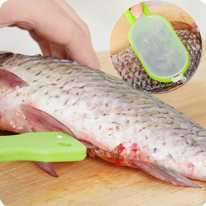 

Creative Multipurpose Kitchen Tools Convenient Scraping Scale Kill Fish with Knife Machine Stainless Steel Fast Cleaner 3 Color
