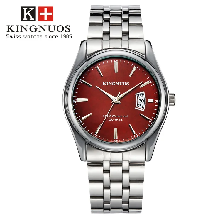 

Kingnuos Top Luxury Brand Men Sports Watches Men's Silver Quartz Clock Stainless Steel waterproof Wrist Watch Relogio Masculino