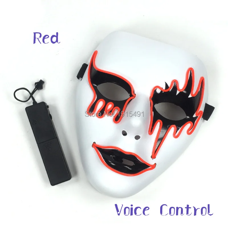 

Hot Selling Personalized Terrified Holiday Lighting EL Rope Mask Rave Costume Party Props Glittery Led Neon Light Halloween Mask