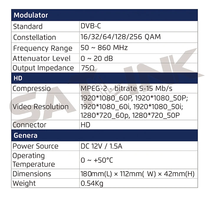 Satlink ST-6305 DVB-C модулятор HD 1080P MPEG2 ST6305 DVB-C 1 Маршрут модулятор