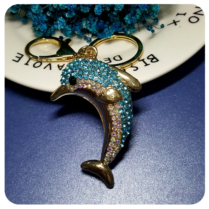 

3D Design Rhinestone Dolphin Style Handbag Charm Ornament Accessory Fantastic Key Chain Gift