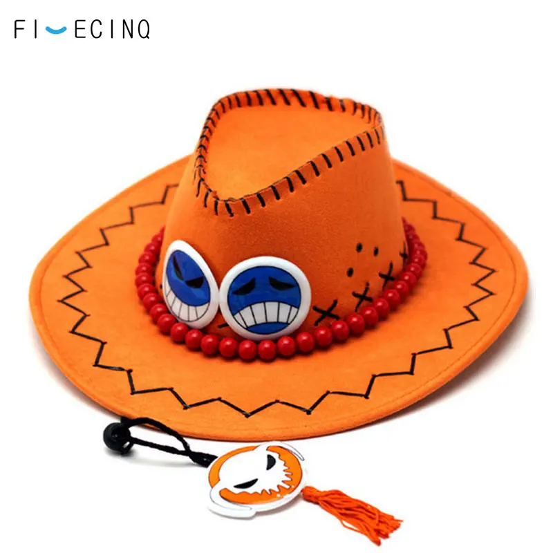 

One Piece Cosplay Anime Hat Portgas D Ace Pirates Cap Adult Men Women Cowboy Hat Cool Sun Visor Bowler Hat Cartoon orange hat