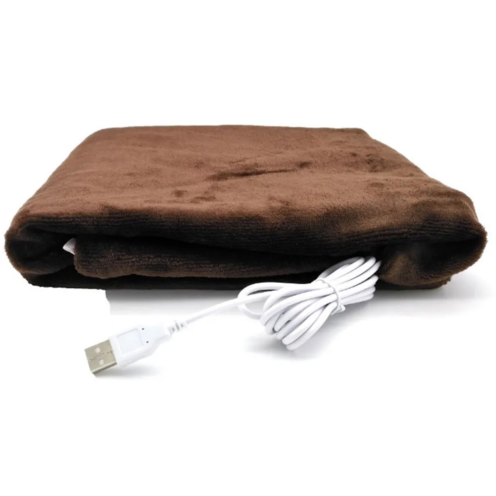 Мягкое одеяло с подогревом с питанием от USB, 5 В, зимнее детское электрическое одеяло с подогревом, коврик для мобильного телефона, тепловая шаль для детей и взрослых - Цвет: Brown