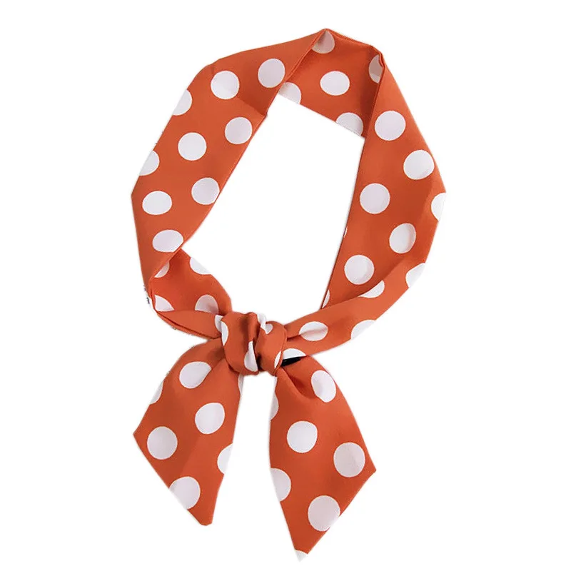 New Design Dot Geometric Stripe Print Silk Scarf Women Fashion Head Small Tie Bag Ribbons Scarves Neckerchief Female Hair Scarf