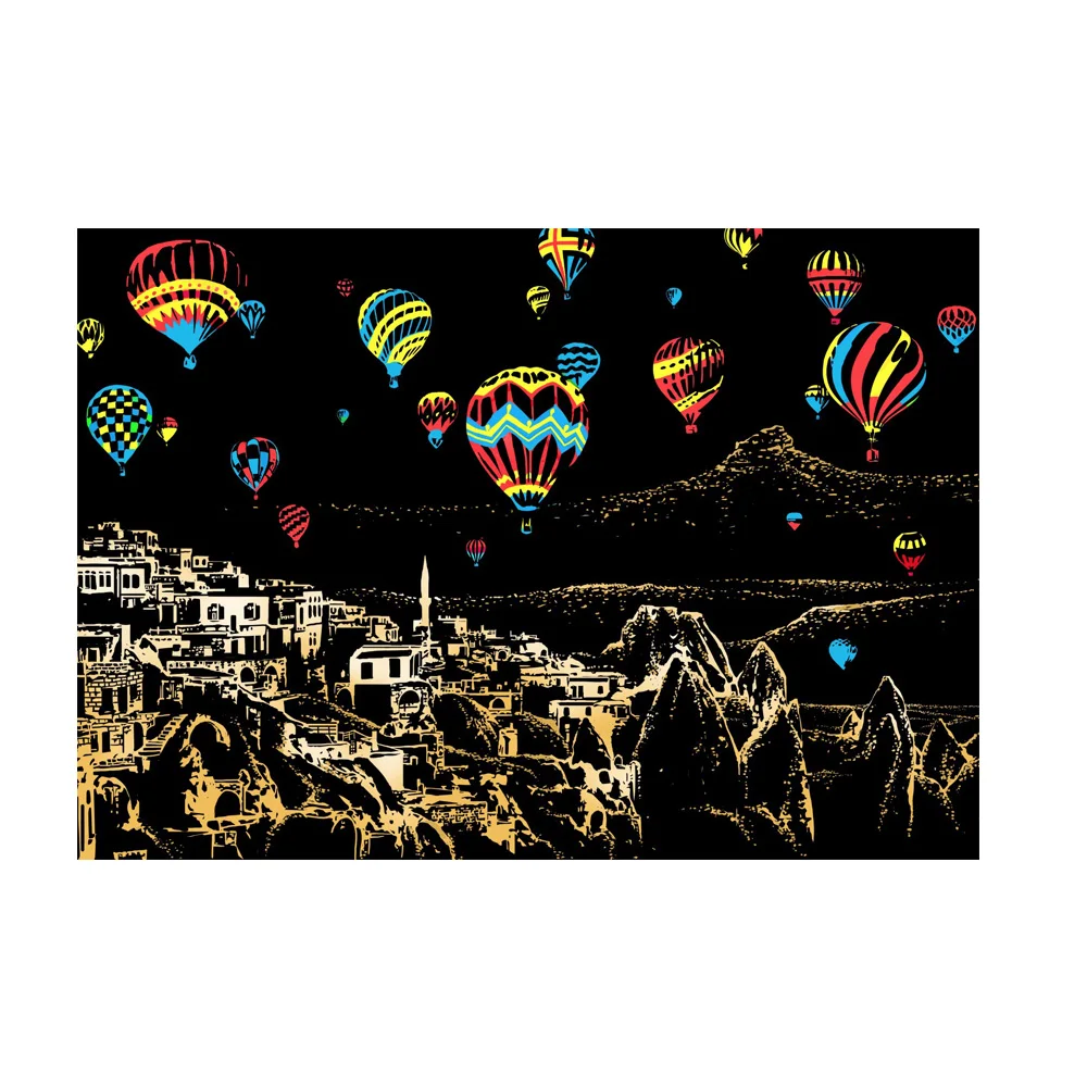 Интересный красочный ночной скретч картина Рисование бумага описать город ночная сцена подарок детям