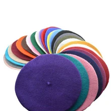 Модные осенне-зимние однотонные шерстяные береты, шапки принцессы для женщин, берет художника Chapeu Feminino, кепка, 19 цветов на выбор