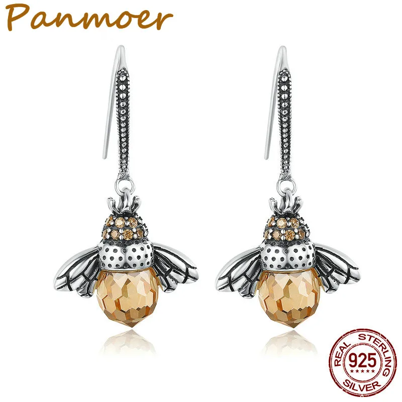 

2018 Hot Sale Genuine 925 Sterling Silver fashion Lovely Bee Animal Earrings for Women Fine Jewelry Gift Bijoux femme SCE149