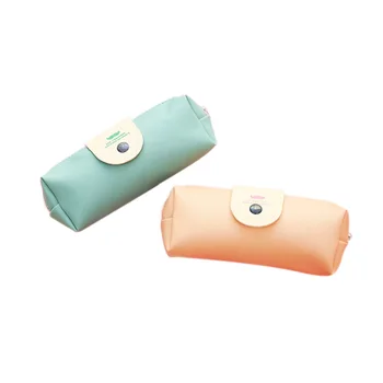 

10PCs/pack PU large capacity bag simple button pen holder School Supplies Kids Korean Pencil Bag School Pen Box